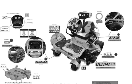 Label Map Diagram and Parts List for ZT2-60KW (17AIEAC5A10)(2022) Cub Cadet Lawn Tractor